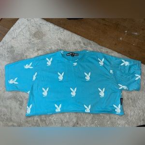 PLAYBOY Blue Crop Top